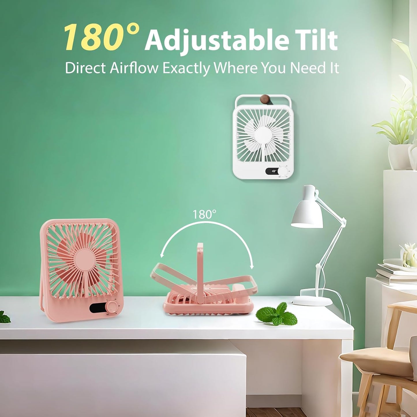Travel Fan for Sleeping, 4000Mah Portable Pink Fan for Summer Essentials, Small Desk Fan Rechargeable 100 Speed Wind for Beach Fan Travel Essentials Gifts for Women Teens Girl