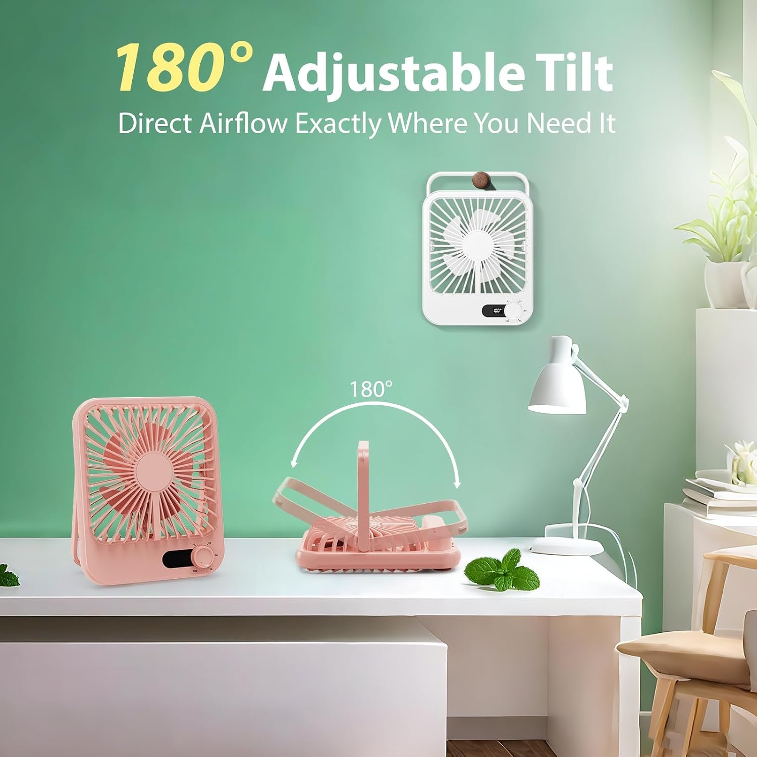 Travel Fan for Sleeping, 4000Mah Portable Pink Fan for Summer Essentials, Small Desk Fan Rechargeable 100 Speed Wind for Beach Fan Travel Essentials Gifts for Women Teens Girl